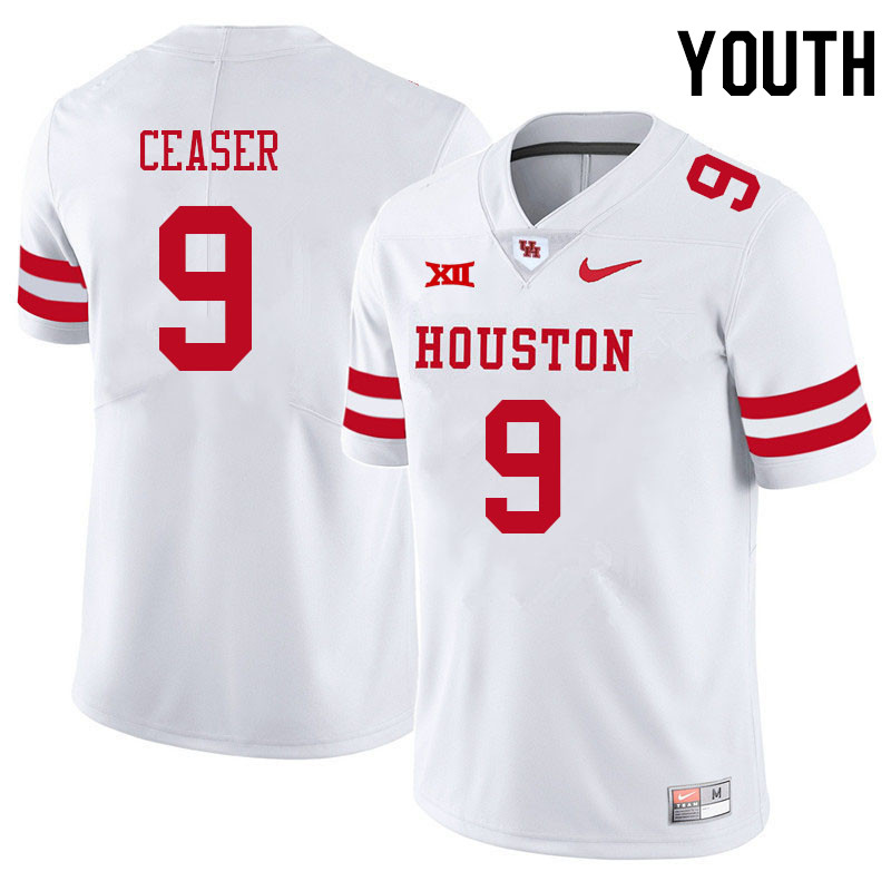 Youth #9 Nelson Ceaser Houston Cougars College Big 12 Conference Football Jerseys Sale-White